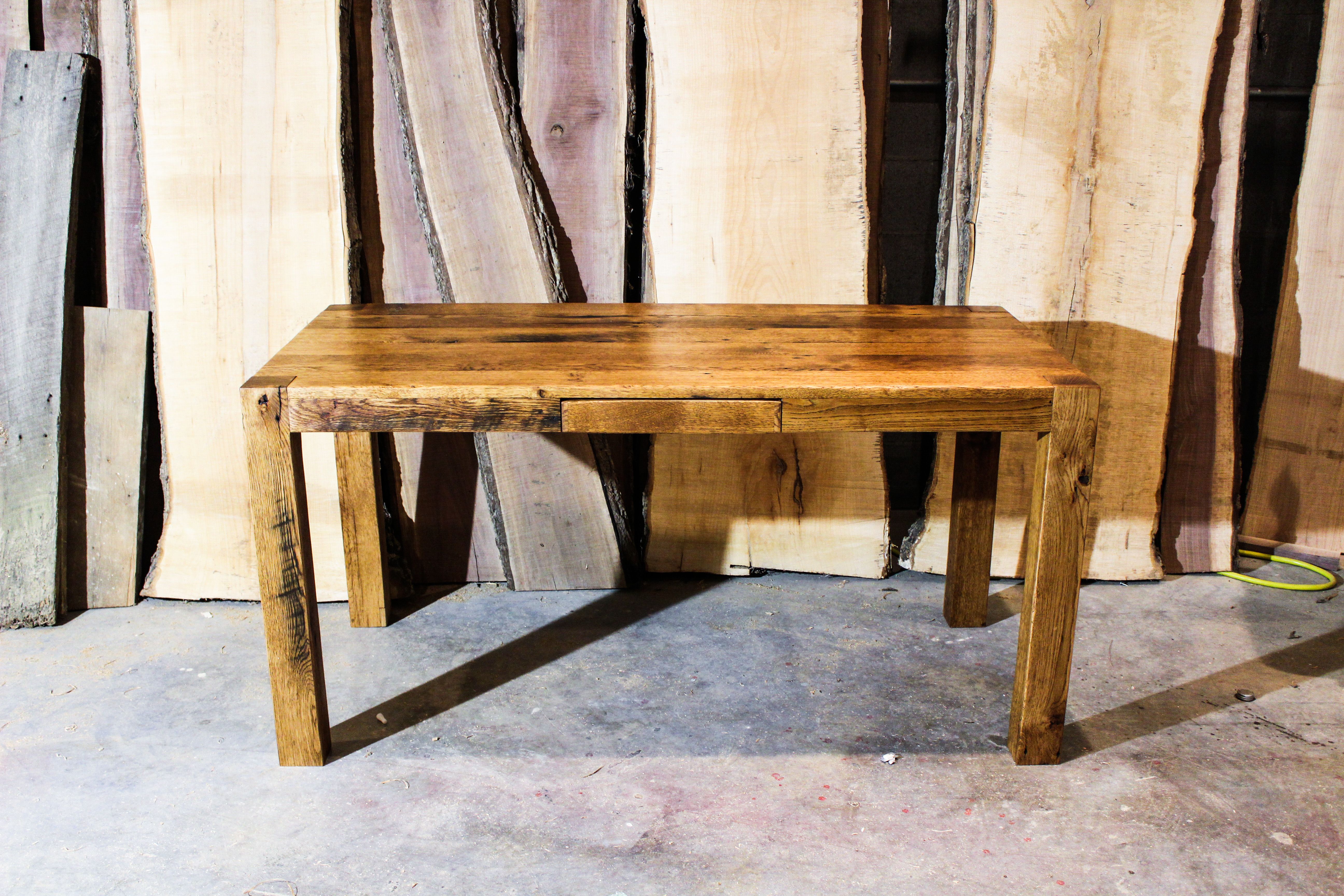 Custom Made Reclaimed White Oak Parsons Style Desk By William Ney