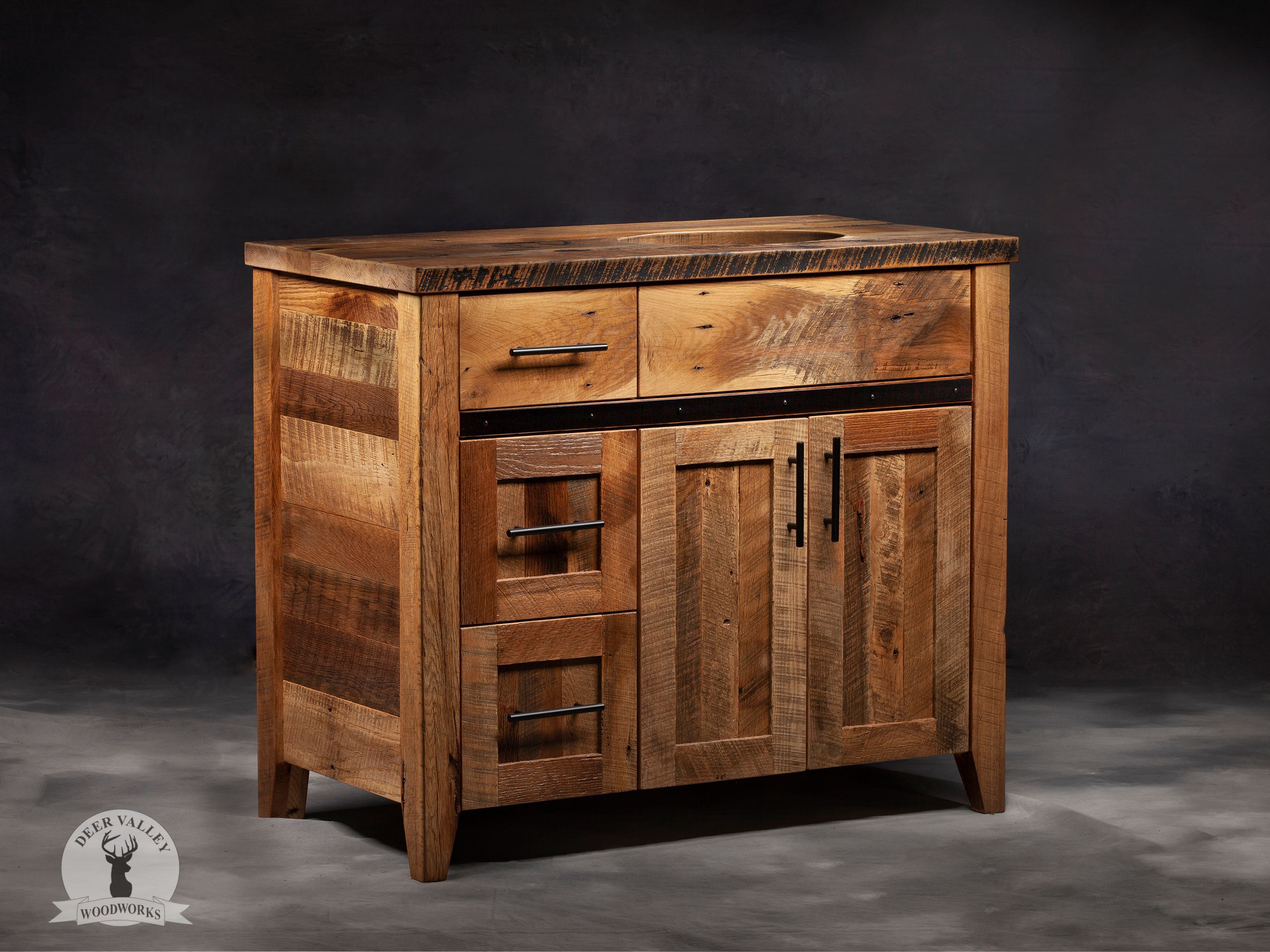 Buy Custom Rustic Barnwood Vanity, made to order from Deer Valley