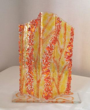 Custom Made Orange And Clear Fused Glass Sculpture