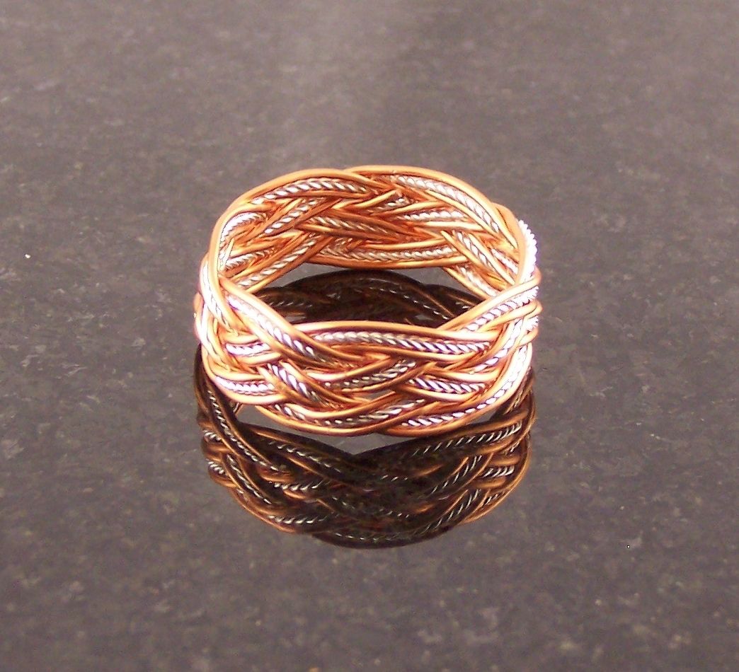 Buy a Handmade Copper & Sterling Silver Wire Rope Turk's Head Knot Ring ...