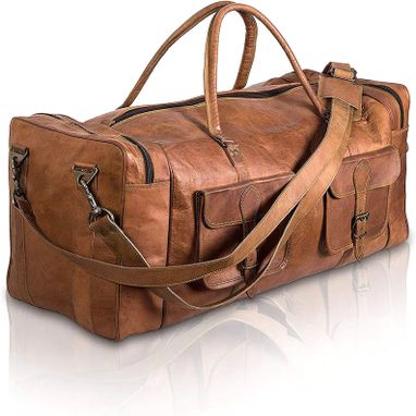 Custom Made Leather Duffel Bags For Men 32 Inch Overnight Bags, Leather Travel Bags, Leather Travel Luggage