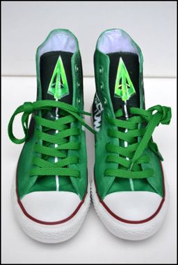 Custom Made Green Arrow Sneakers, Mens Converse, Custom Converse, Unisex Sizes
