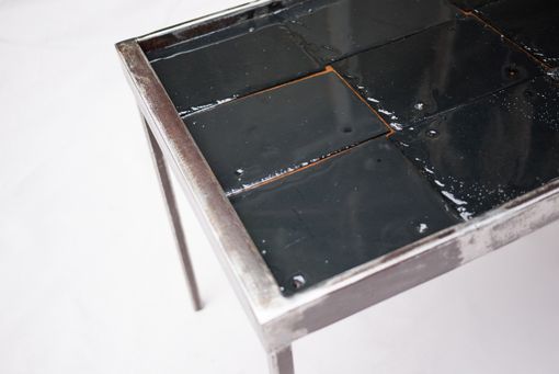 Custom Made Slate And Acrylic Top Coffee Table