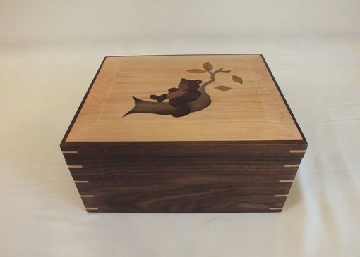 Custom Made Keepsake Box With Custom Inlay Of A  Bear