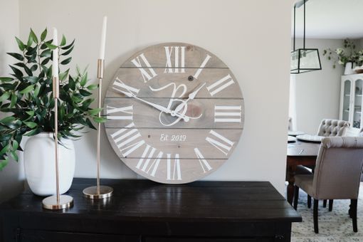 Custom Made Large Grey Pine Clock
