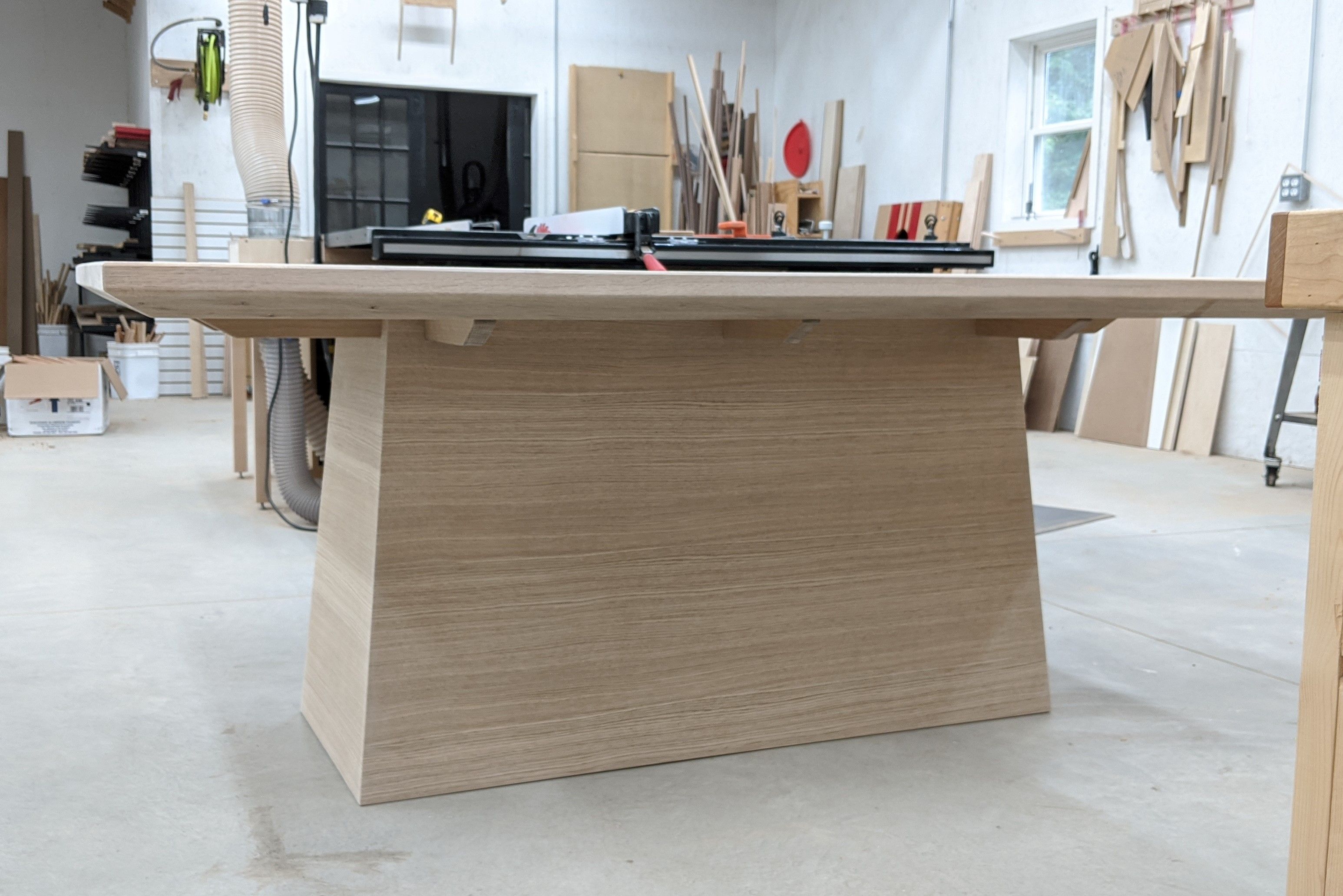 Hand Crafted Modern White Oak Dining Table by Glessboards
