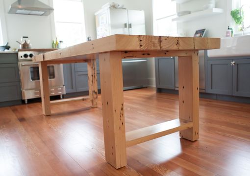 Custom Made Farmhouse Table Made From Reclaimed Fir Ceiling Beams