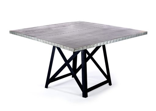 Custom Made Zinc Table  Zinc Dining Table - Uptown Square Zinc Top Dining Table