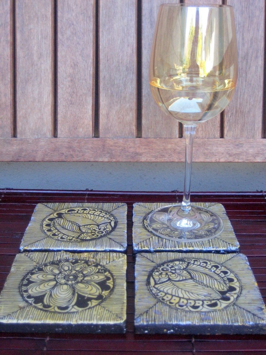 Hand Crafted Tile Coasters Black And White Handmade With Original ...