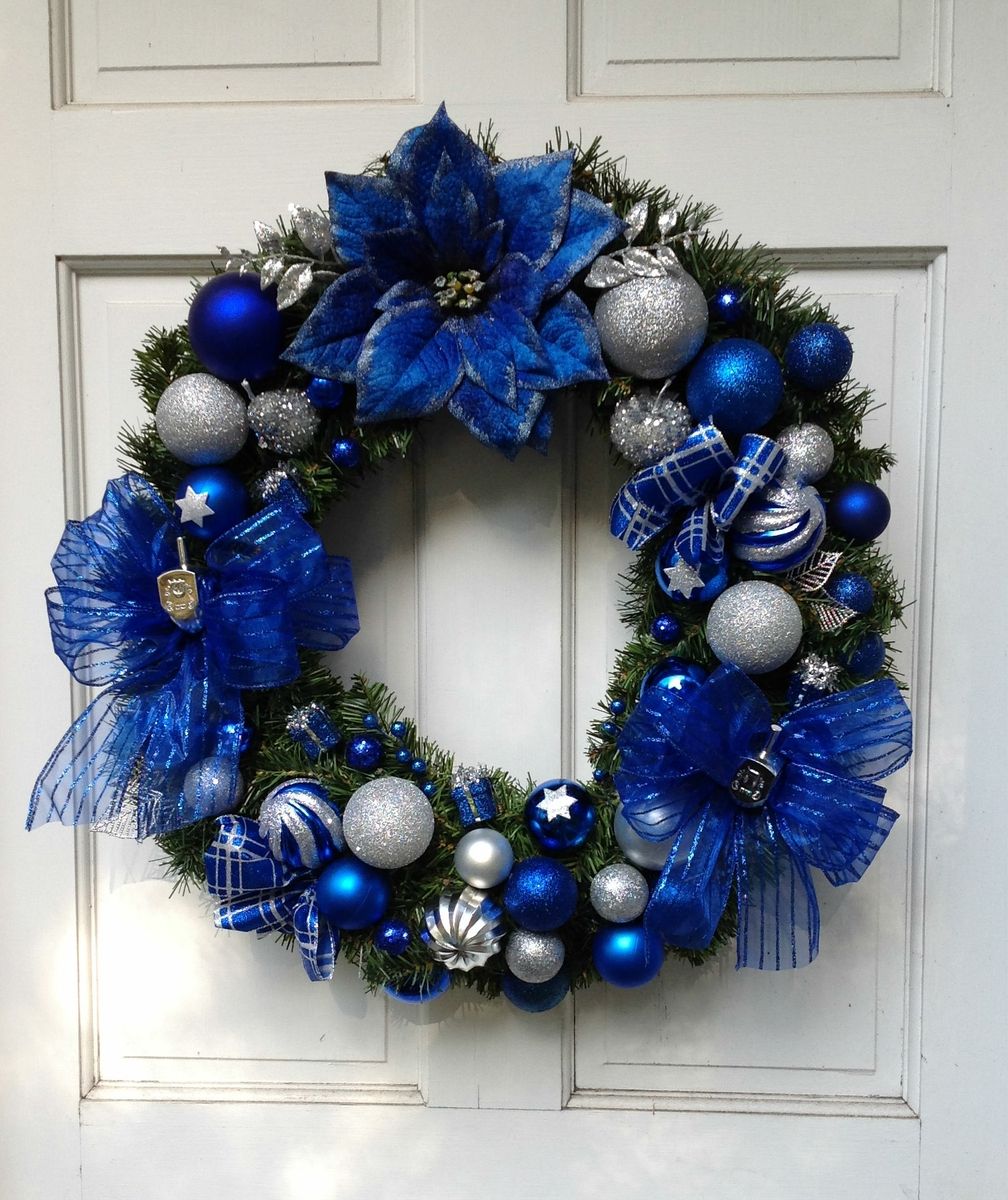 Hand Made Silk Floral Hanukkah Wreath by Duchess Florals | CustomMade.com