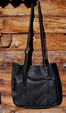 Custom Made Studded Black Leather Tote Bag