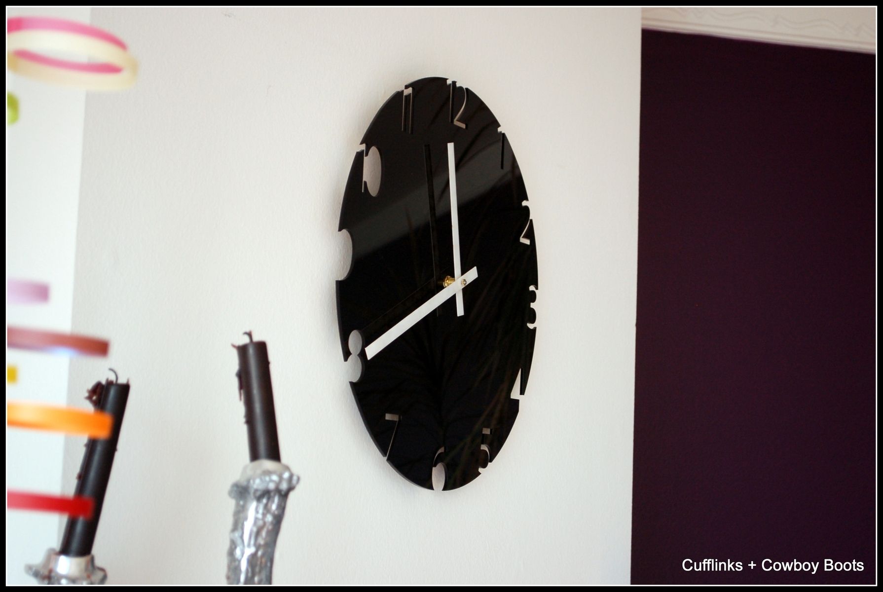 Handmade Home Wall Decor Wall Clock Black Acrylic Inverse Naked 6022