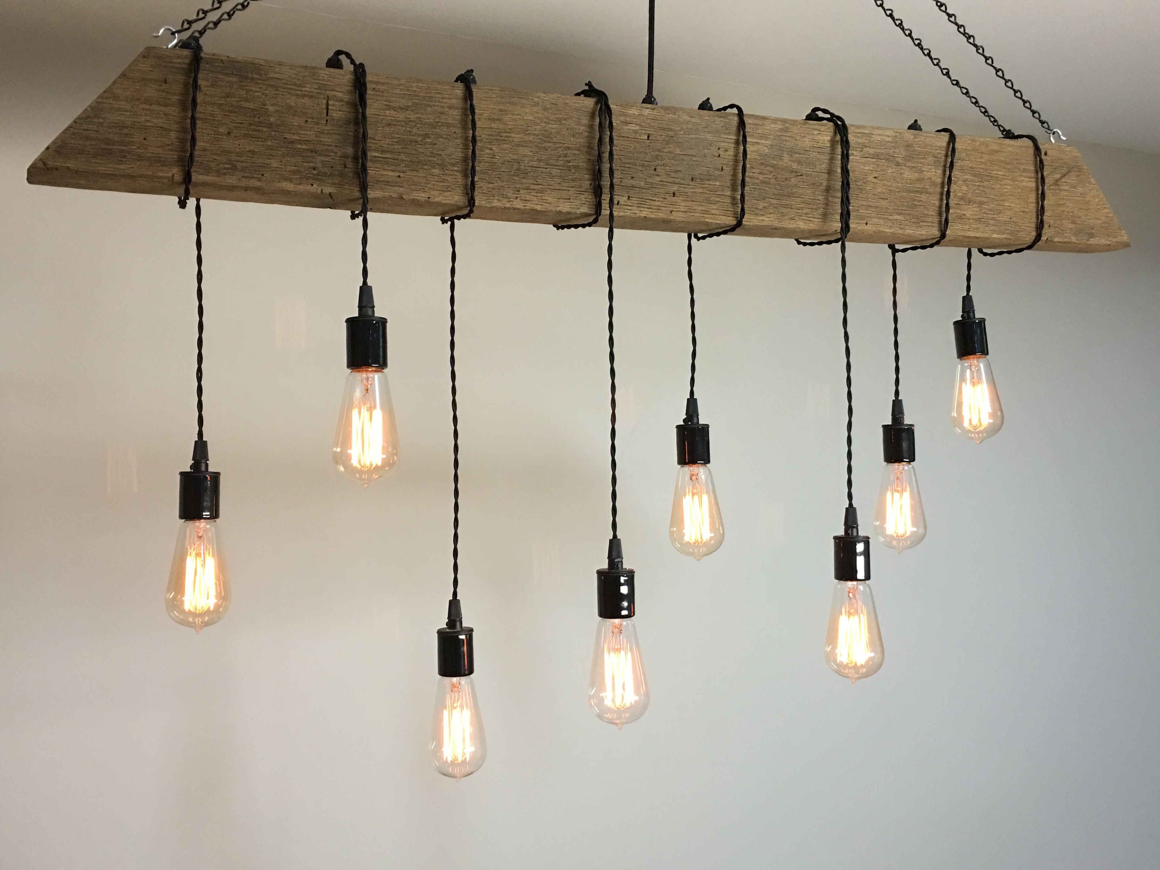 Buy Hand Made Reclaimed Barn Beam Light Fixturebarrestaurant Home Edison Bulb Rustic Modern