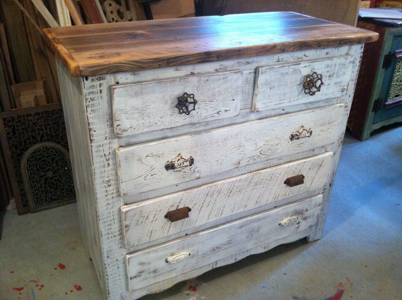 Custom Made Captain's Dresser In Antique Whitewash by ...