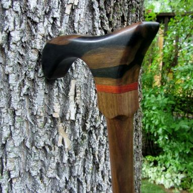 Custom Made Walking Cane/ Walking Stick - Macassar Ebony, Blood Wood, Black Walnut 38 1/4