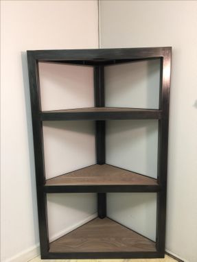 Custom Made Steel & Walnut Corner Shelf