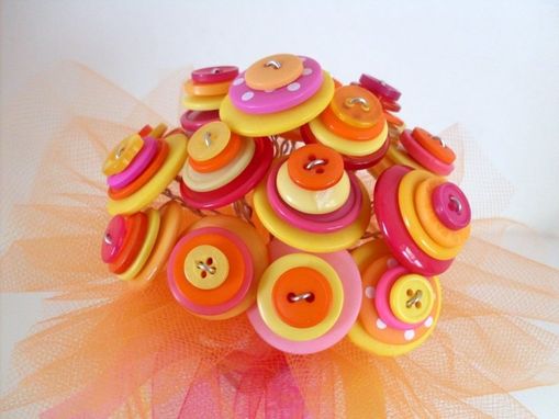 Custom Made Bright Tutti Fruiti Bouquet With Multi-Colored Buttons