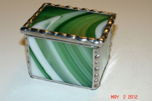 Custom Made 2 X 1 1/2 X1 1/ 2 Bright White And Periot Green Stained Glass Boxes