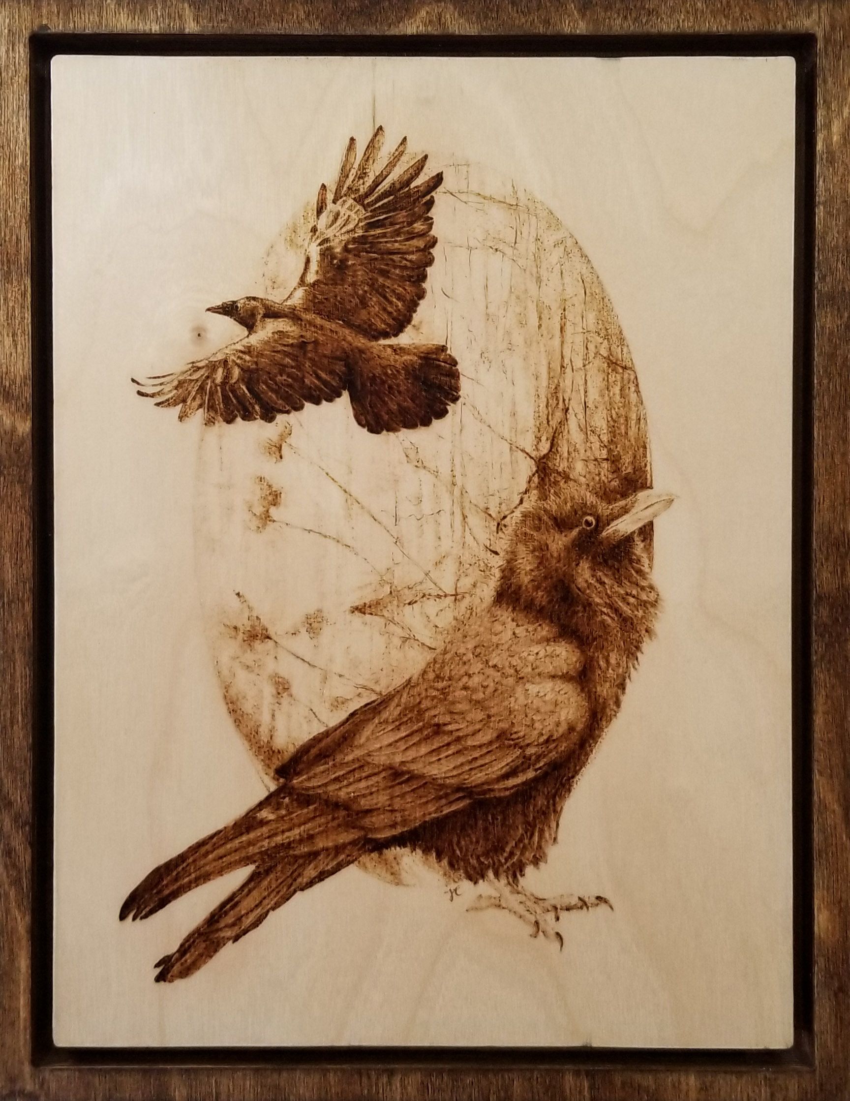 Buy Hand Crafted Ravens Pyrography Wood Burning Animal Portrait, made to  order from Valarie Connell/ Drawing With Fire