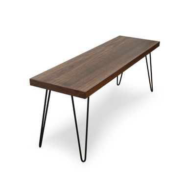 Custom Made Modern Walnut Hairpin Leg Bench