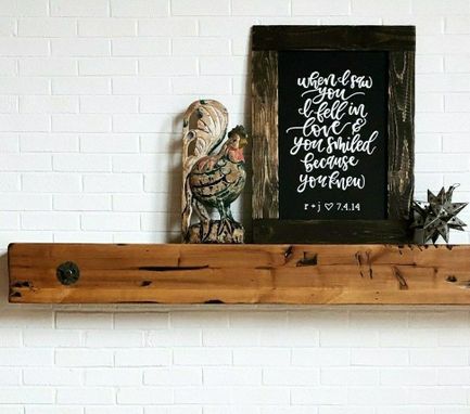 Custom Made Fireplace Mantel Rustic Beam Design With Antique Washers And Bolts