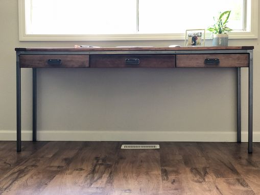 Custom Made Reclaimed Wood & Steel Desk - 3 Drawers, Douglas Fir
