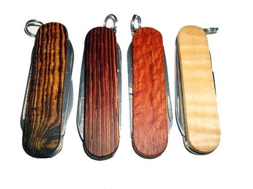 Custom Made Wooden Keychain Knives Swiss Army