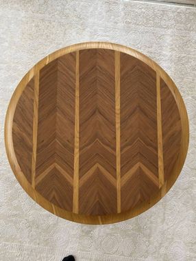 Custom Made Wooden Round Walnut Oak Coffee Table