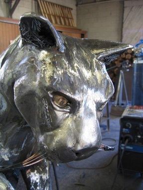 Custom Made Mountain Lion, Fabricated Metal Sculpture