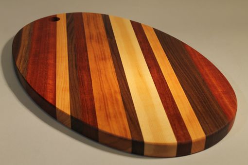 Custom Made Oval Cutting Board Of 5 Woods