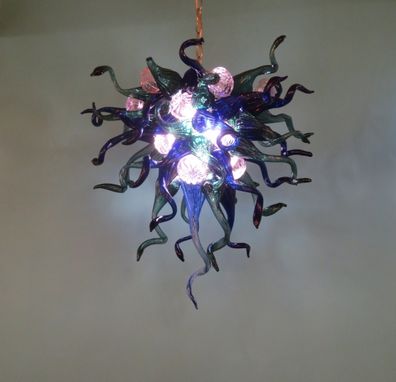 Custom Made Hand Blown Glass Chandelier - Cobalt Teal Purple - Lighting - Chandelier - Art Glass Lighting