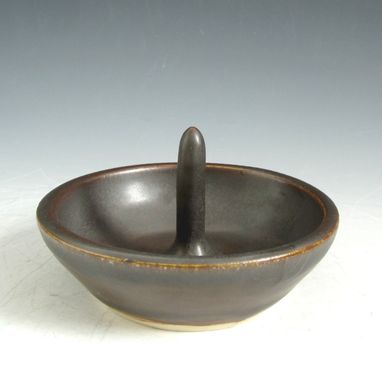 Custom Made Ceramic Ring Holder In Dark Brown