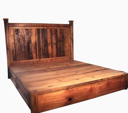 Buy Hand Crafted Reclaimed Rustic Pine Platform Bed With Headboard And