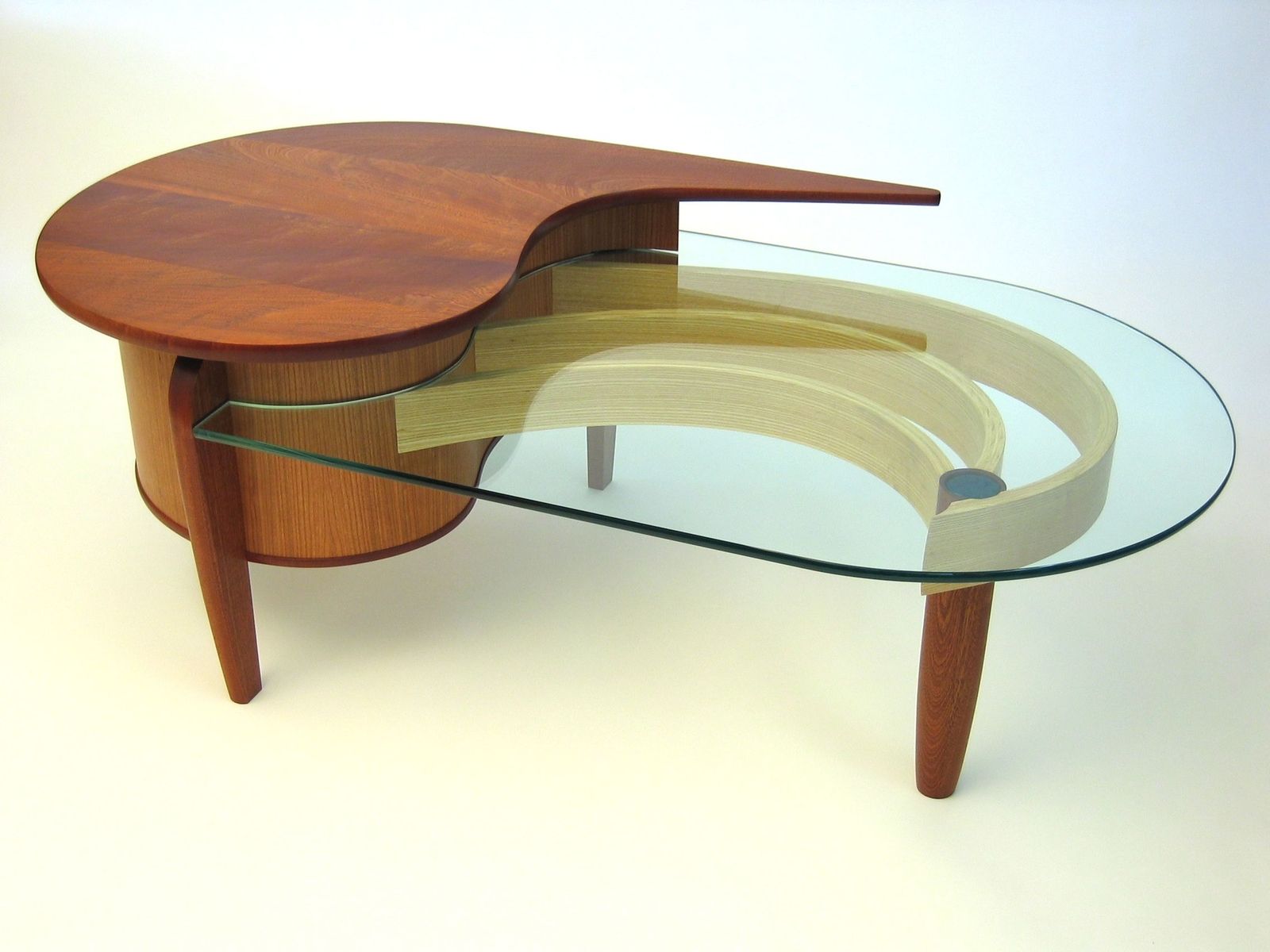 Hand Crafted Mahogany Cherry And Glass Coffee Table By Dogwood