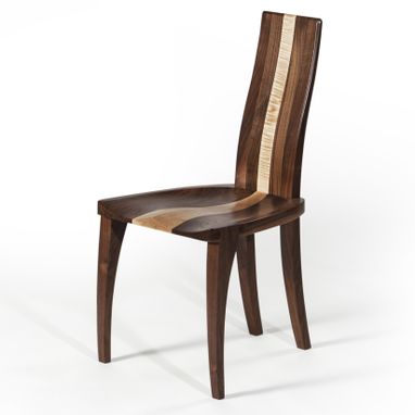 Custom Made Dining Chairs Modern, Solid Wood, Handmade Walnut, Carved Seat, Dining Room, Kitchen, Dining Set