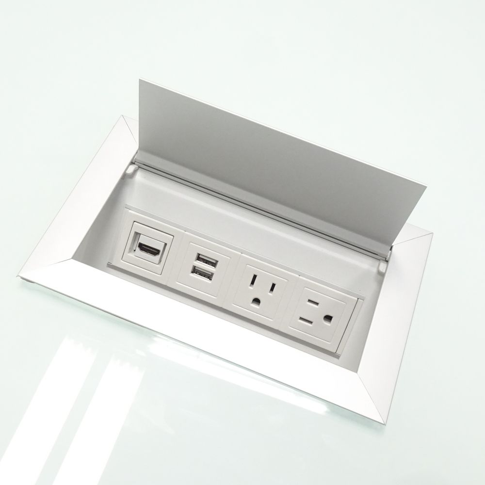 Hand Made Square Shape Custom Conference Table, Tempered Glass Top