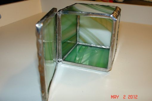 Custom Made 2 X 2 X 1 1/2 Bright White And Periot Green Stained Glass Boxes