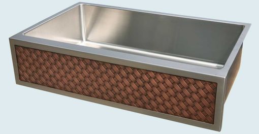 Custom Made Stainless Sink With Diagonally Woven Copper Apron