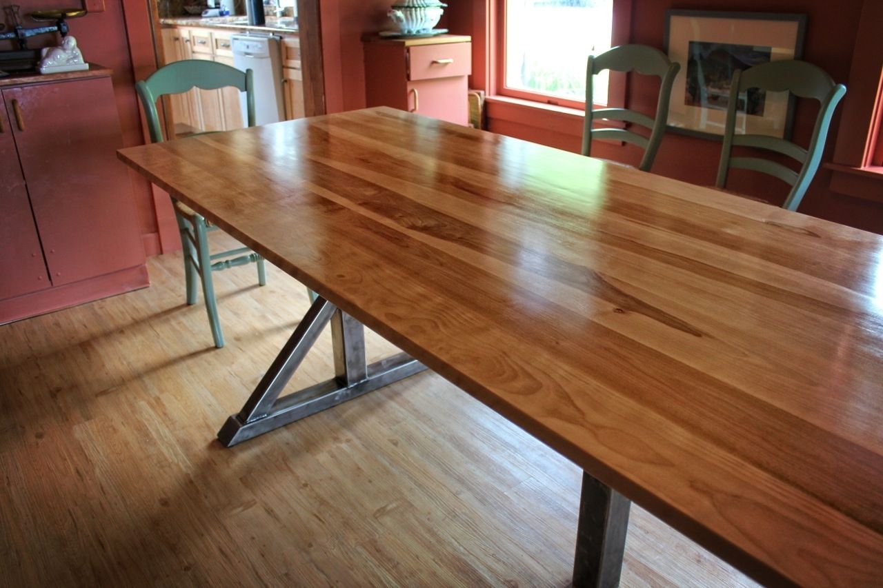 Custom Made Birch And Steel Trestle Dining Table by Higgins Fabrication ...