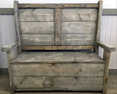 Custom Made Rustic Reclaimed Wood Bench With Storage / Farmhouse / Farm House / Seating / Storage