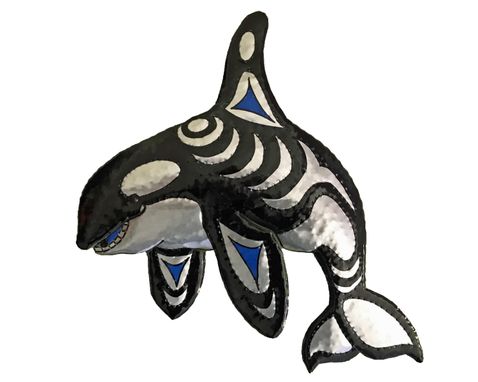 Custom Made Orca Killer Whale Sculpture - Aluminum Metal Whale Wall Art