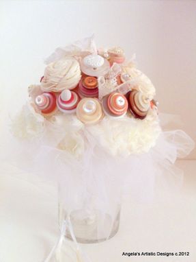 Custom Made Cream, Pink, And White Buttons Bridal Bouquet
