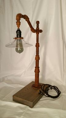 Custom Made Streetlight Table Lamp W/ Glass Shade
