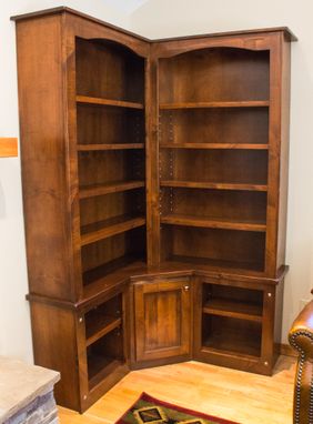 Custom Made Rustic Alder Custom Corner Bookcase