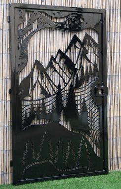 Custom Made Decorative Steel Gate - Metal Art Panel - Mountain View - Mountain Garden Gate - Handmade