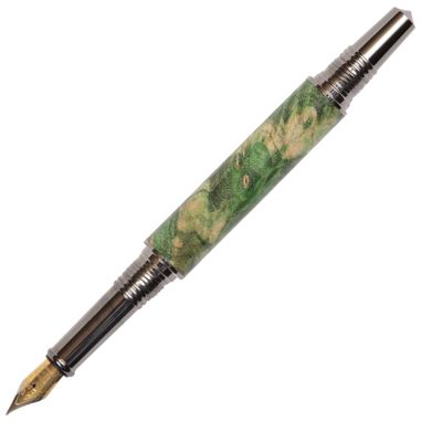 Custom Made Lanier Art Deco Fountain Pen - Green Maple Burl - Af6w45