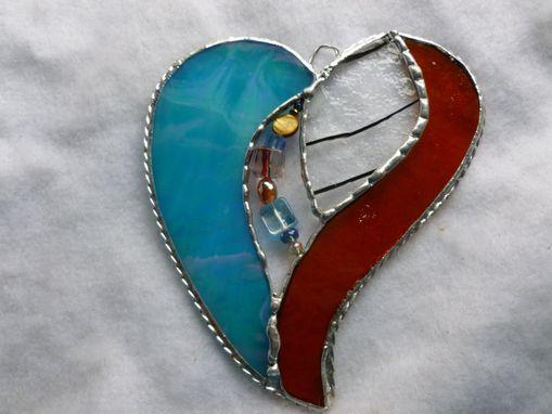Custom Made Multicolored Beaded Stained Glass Heart