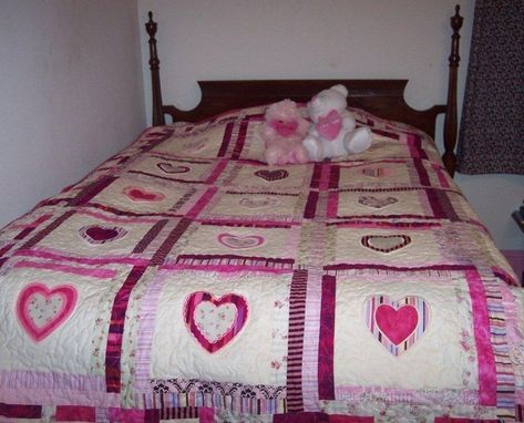 Custom Made Custom "Heart Of My Heart" Applique And Embroidery Quilt