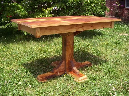 Custom Made Reclaimed Heart Pine Pedestal Table