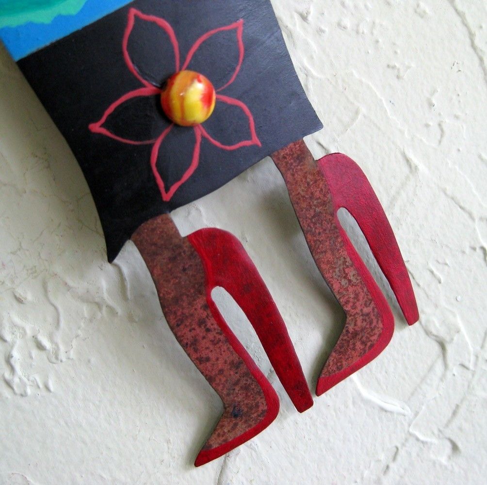 Hand Made Handmade Upcycled Metal Exotic African Lady Wall Art